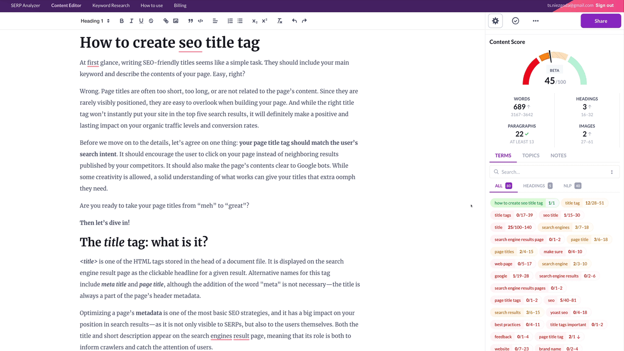 checking examples of keyword usage in esurfer content editor