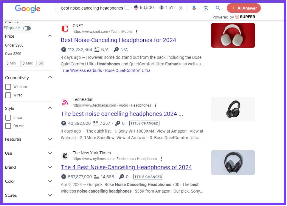 Search intent by looking at SERPs