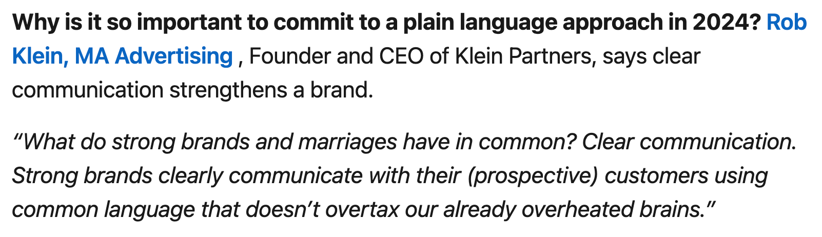 The importance of simple language.